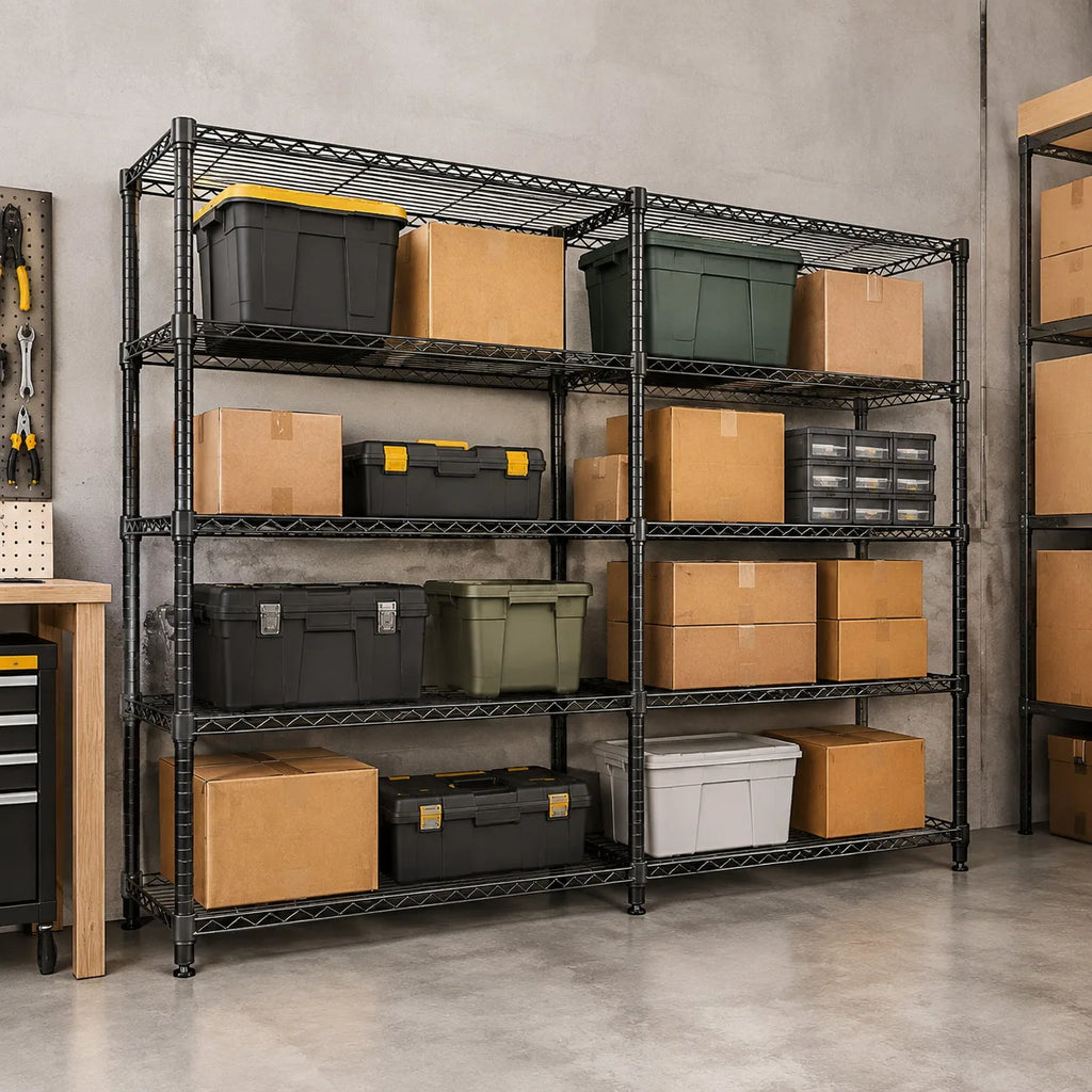 Heavy-duty L-shaped corner metal shelving for garage, photo 1