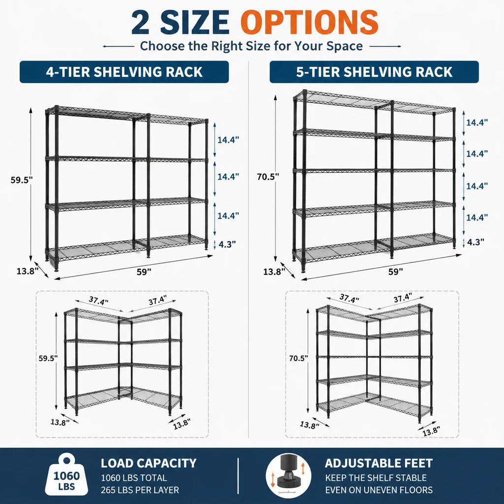 Heavy-duty L-shaped corner metal shelving for garage, photo 3