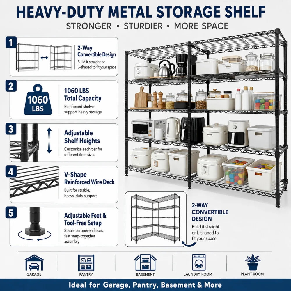 Heavy-duty L-shaped corner metal shelving for garage, photo 8