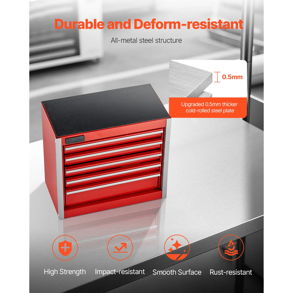5-drawer metal tool chest for garage and workshop, photo 6