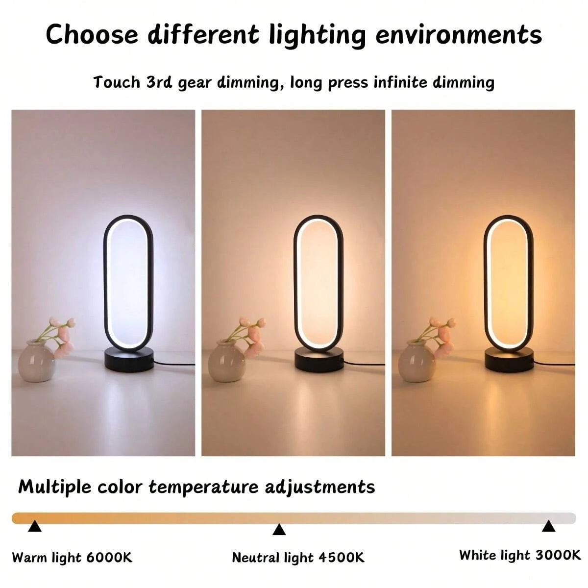 Oval LED ring bedside table lamp, photo 3