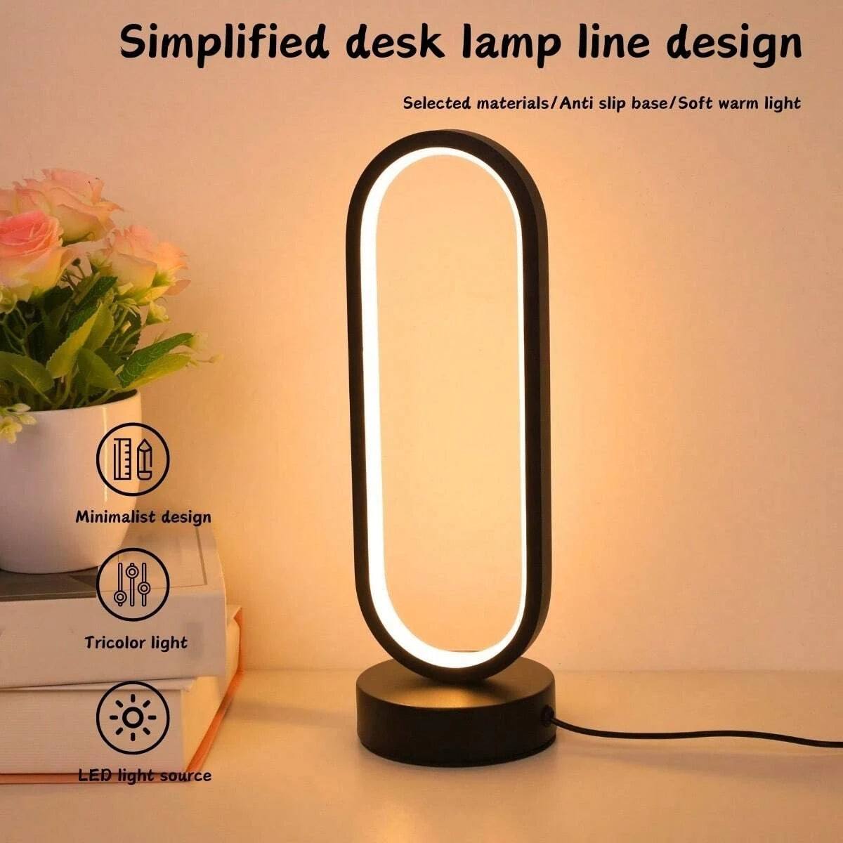 Oval LED ring bedside table lamp, photo 7