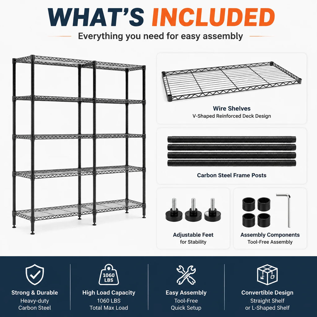 Heavy-duty L-shaped corner metal shelving for garage, photo 7