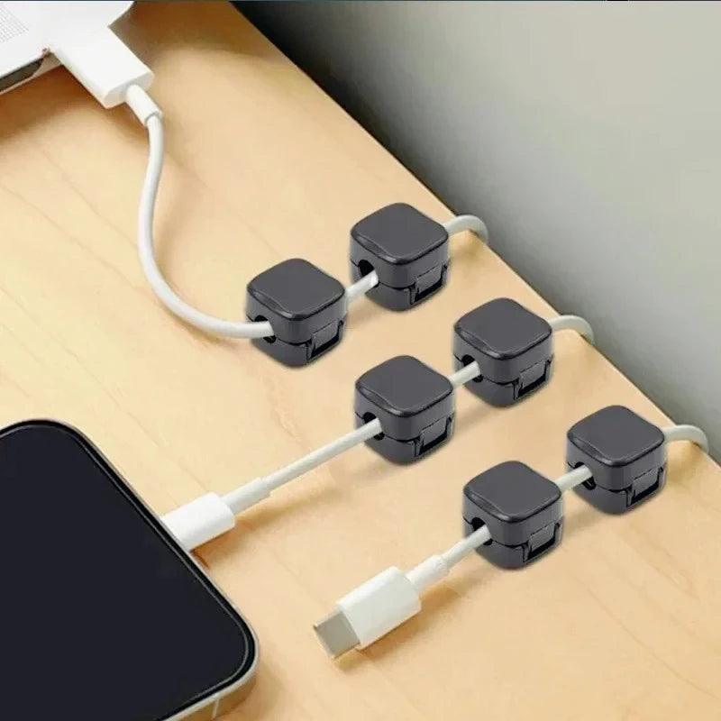 Magnetic adhesive cable clips for desk cable management, photo 1
