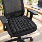 Black 49-cell air seat cushion on a home office chair
